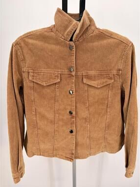 Vintage Tan Corduroy Jacket Button Front Casual Style M/L